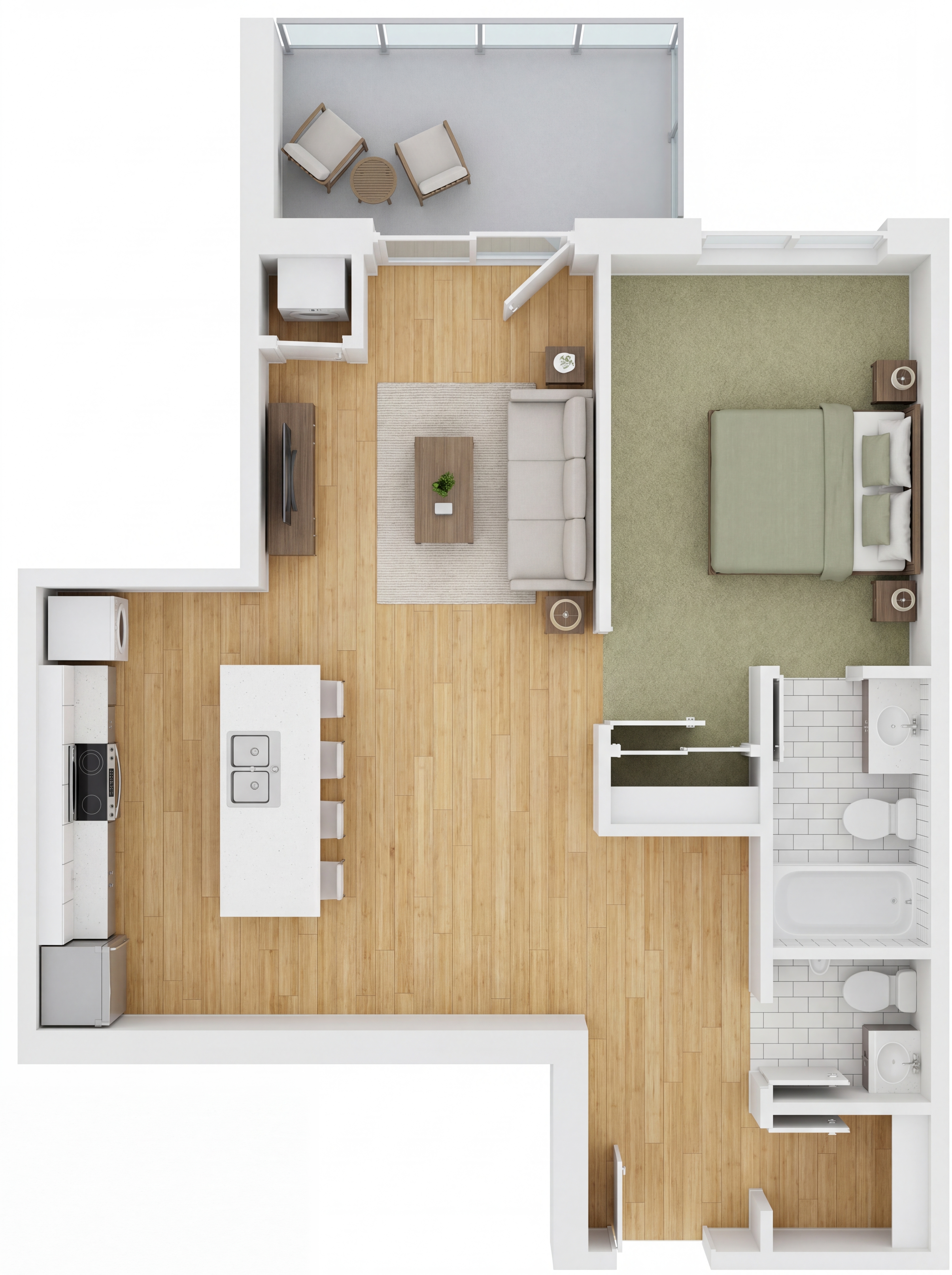 ~600 SF 1-Bedroom Dollhouse